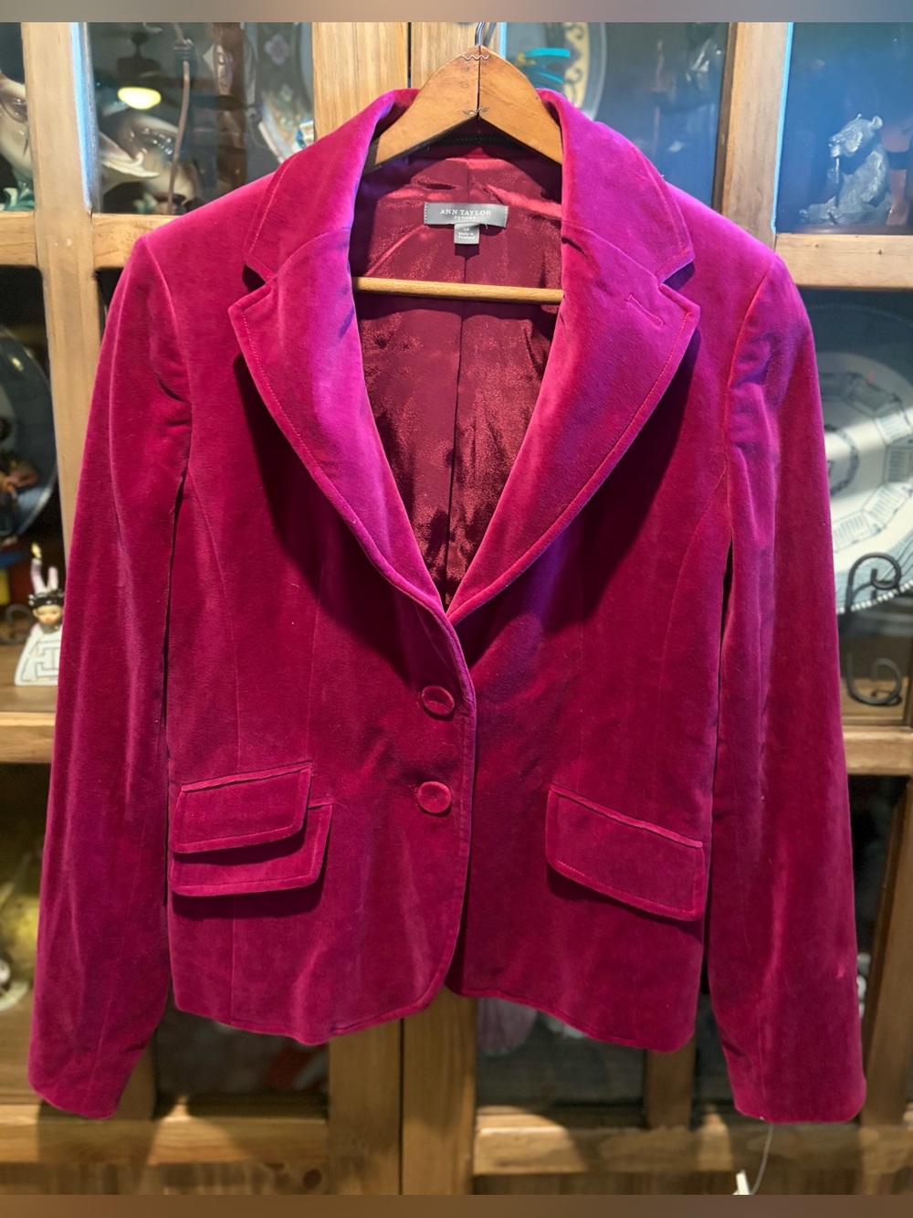 Ann Taylor Blazer Fuchsia Pink Velvet Size 4P NWT